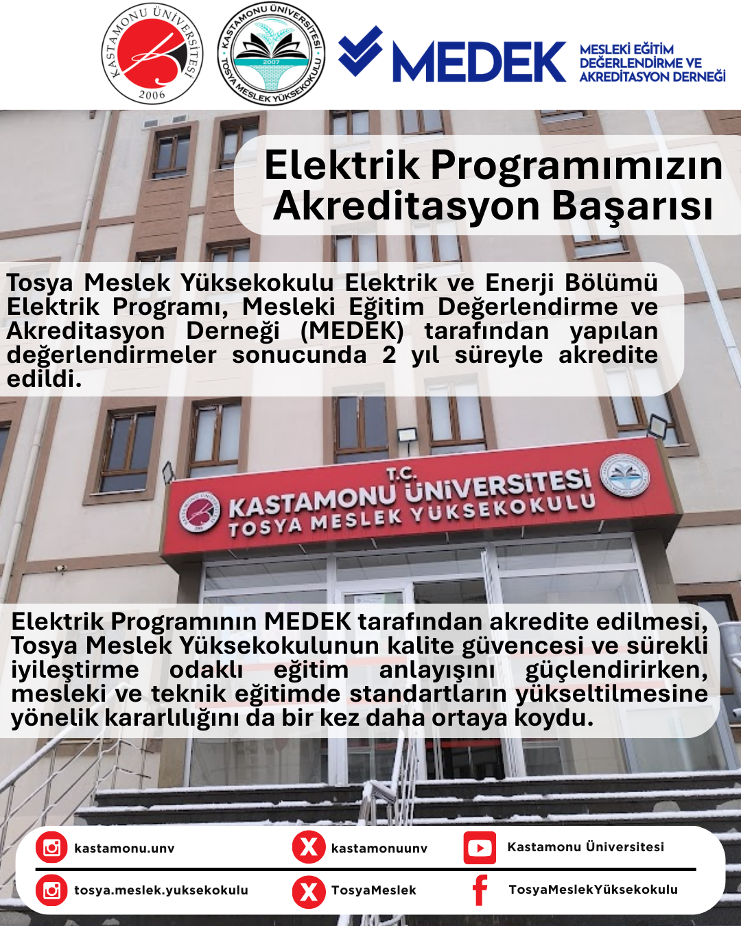 Elektrik Programımızın Akreditasyon Başarısı