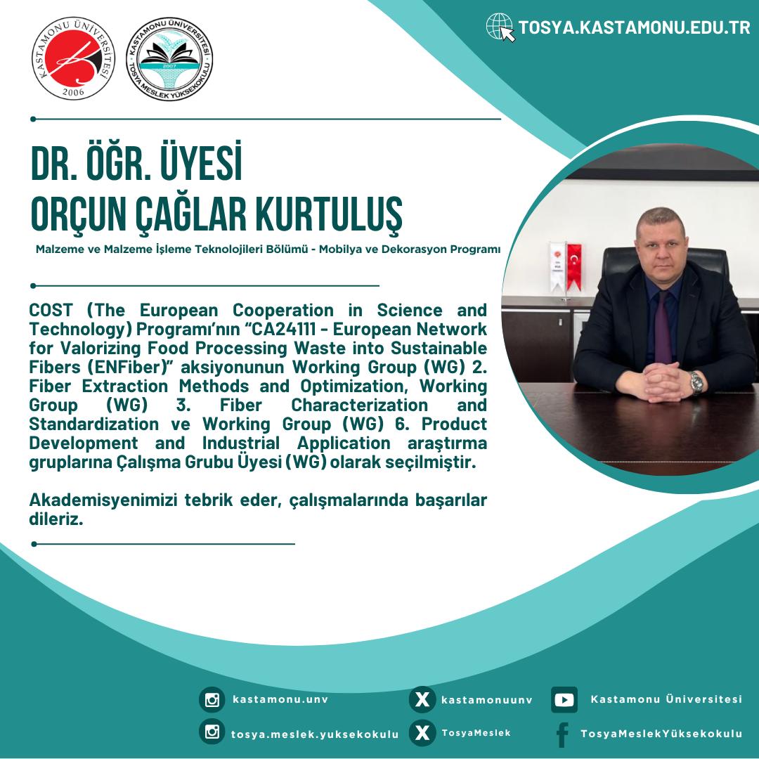 Yüksekokulumuz Akademisyeni COST Programı’nın Aksiyonuna Çalışma Üyesi Olarak Seçilmiştir.