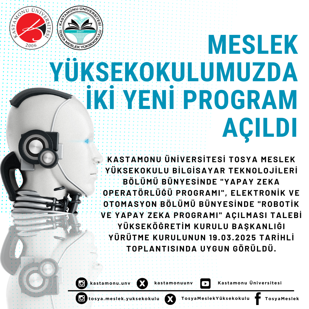 Meslek Yüksekokulumuzda İki Yeni Program Açıldı.
