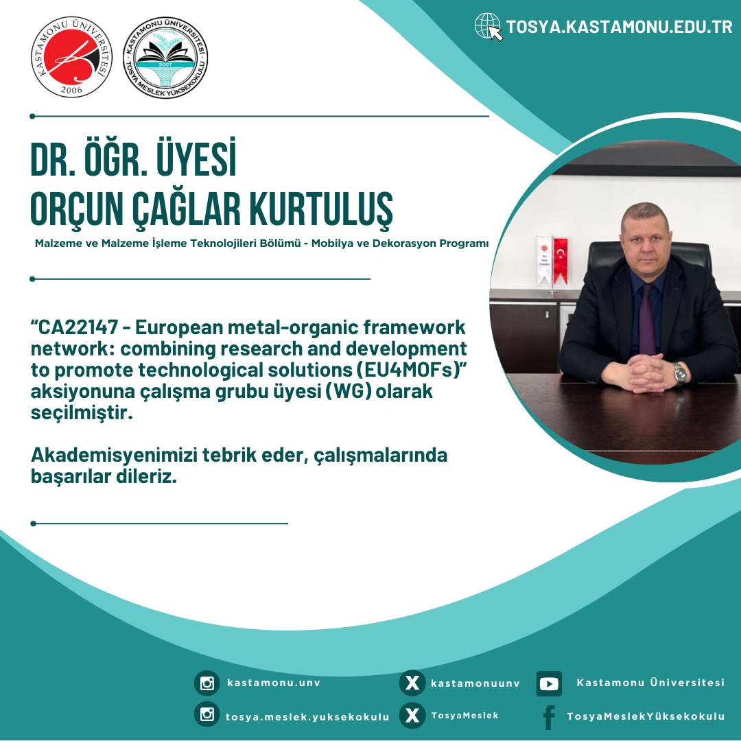 Yüksekokulumuz Öğretim Üyesi COST Programı’nın Aksiyonuna Çalışma Üyesi Olarak Seçilmiştir.